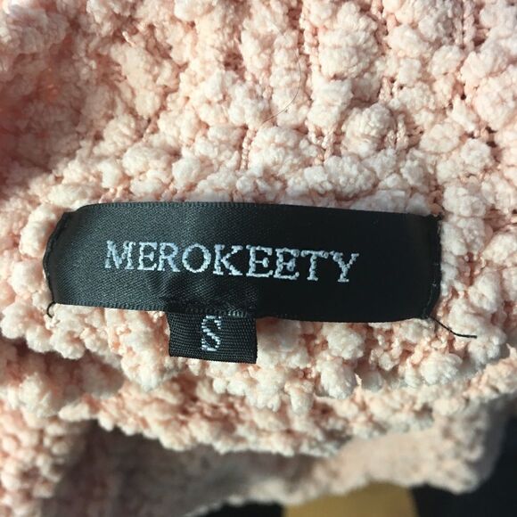 Merokeety Blush Pink Popcorn Oversized Sweater Size S - Picture 3 of 3
